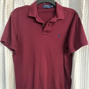 Men's Maroon Polo Ralph Lauren Pima Soft Touch Collared Shirt Size Medium